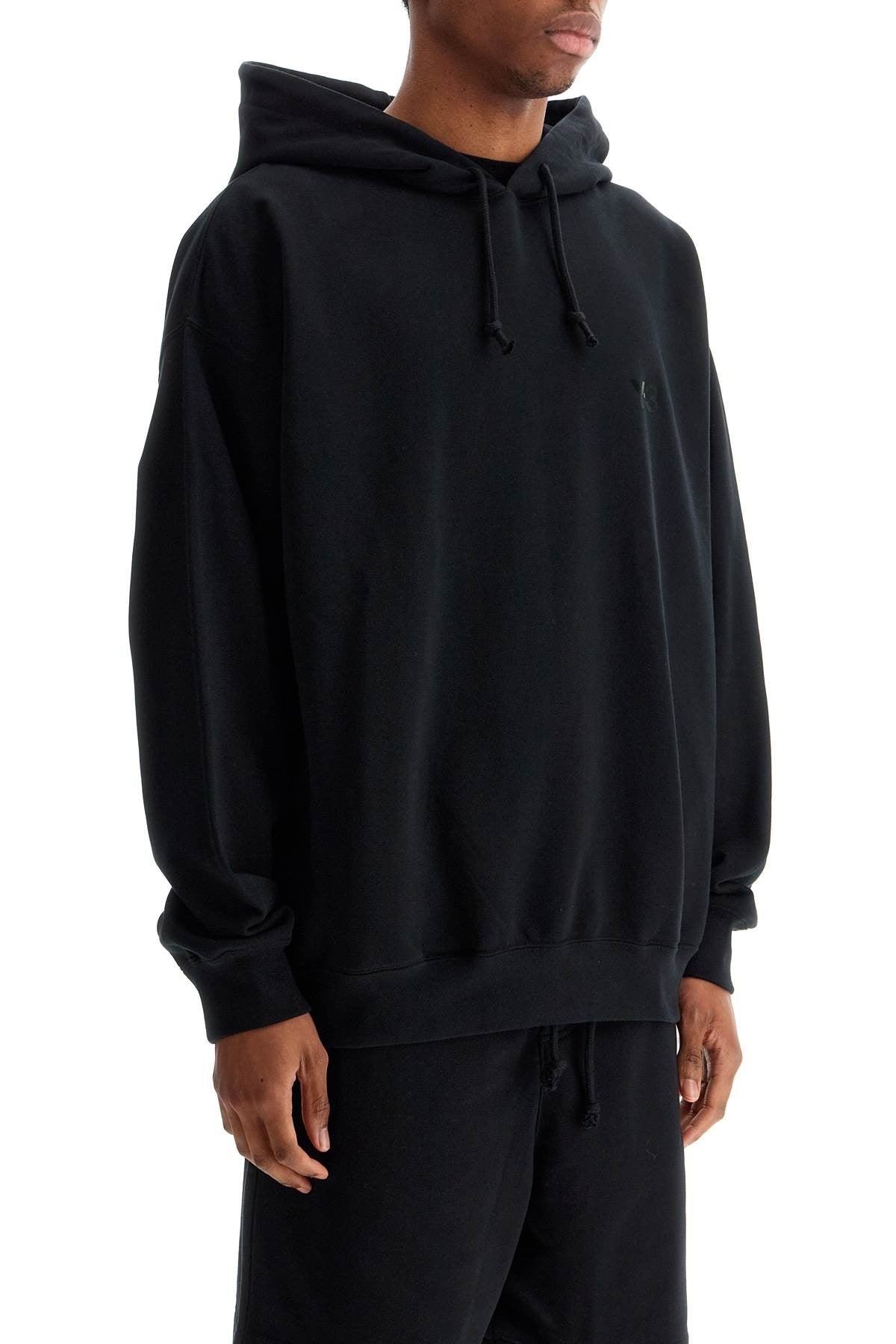 Y-3 men's black hoodie in recycled cotton and polyester