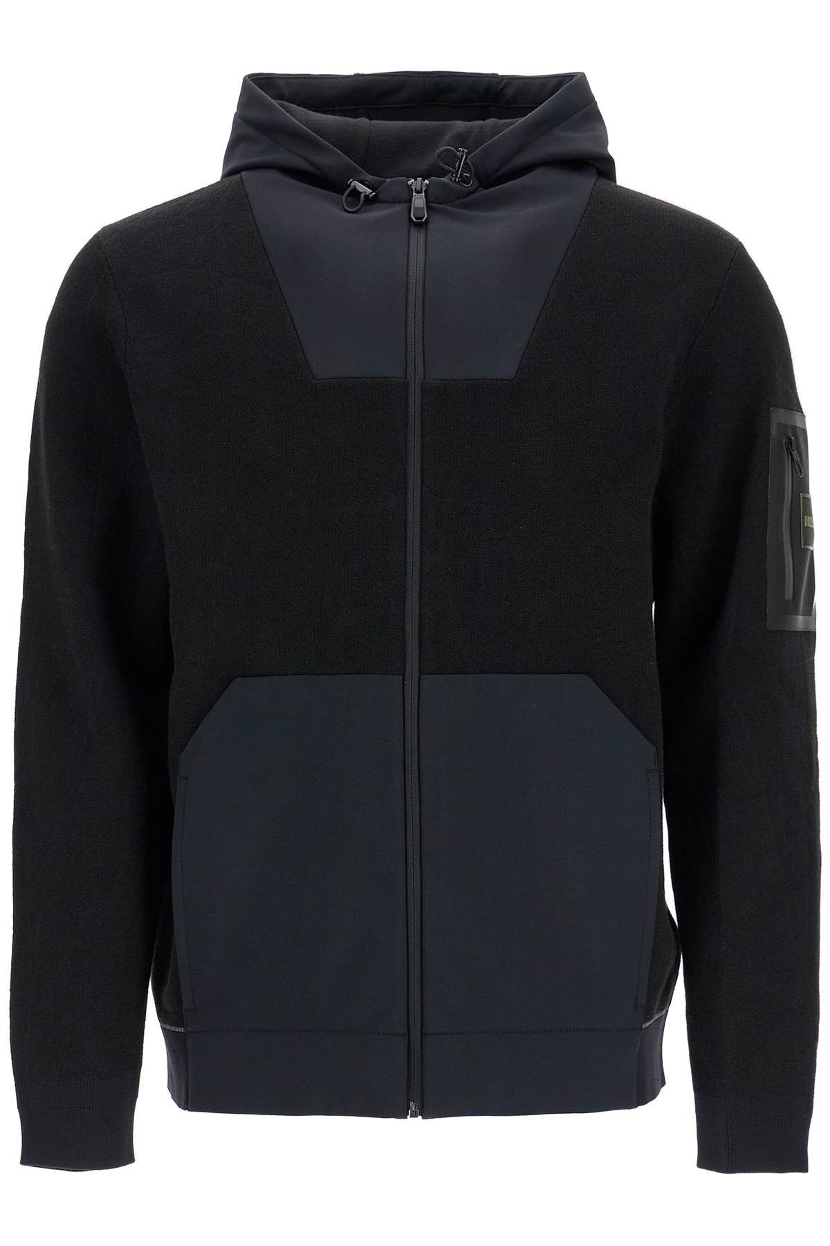 Boss men's black hoodie with zip