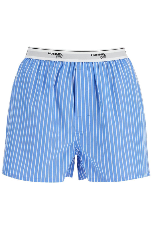 HOMME GIRLS men's boxer 100% cotton blue striped high waist