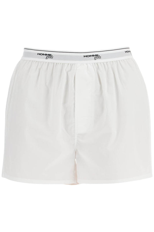 HOMME GIRLS men's high-waisted white cotton boxer