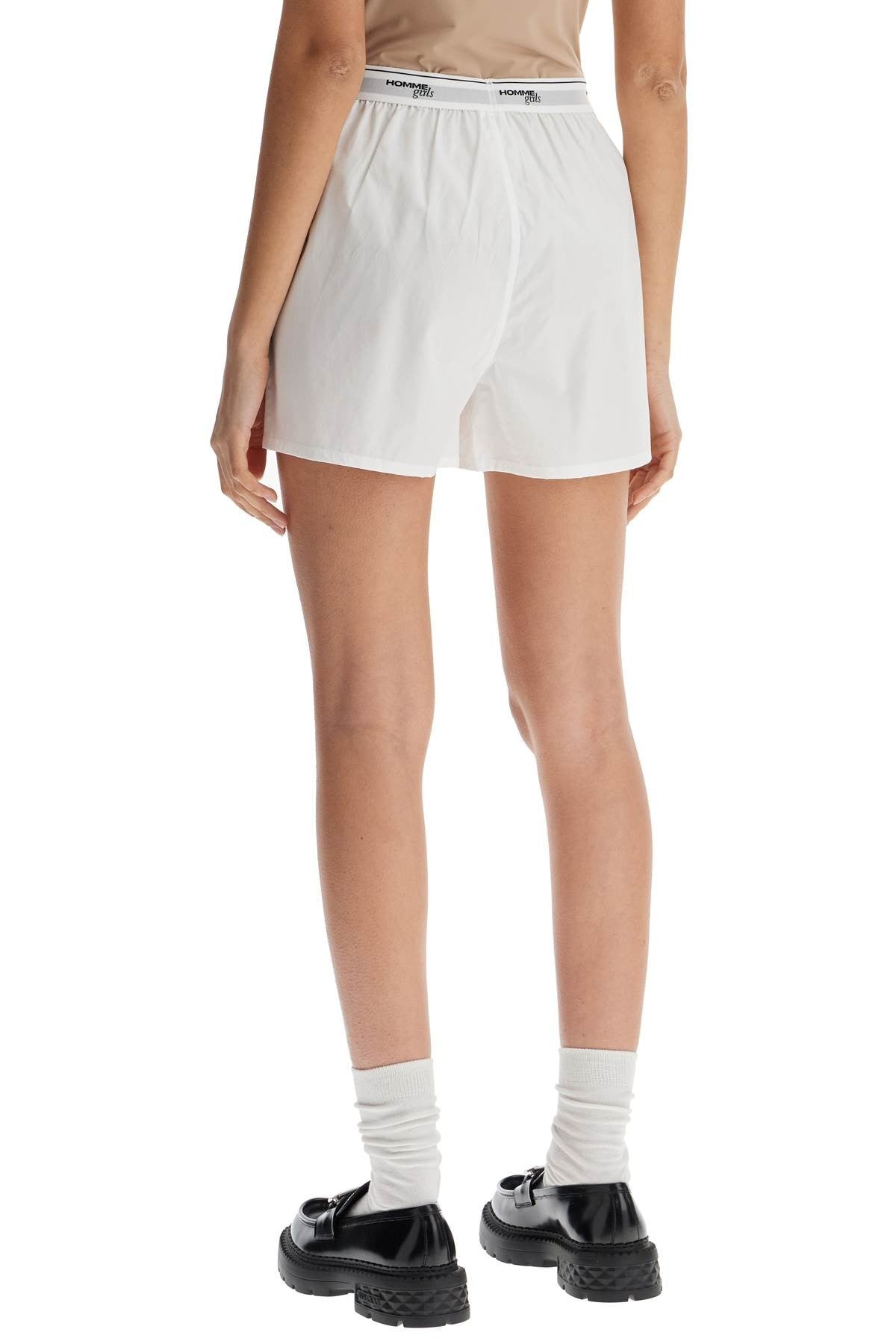 HOMME GIRLS men's high-waisted white cotton boxer