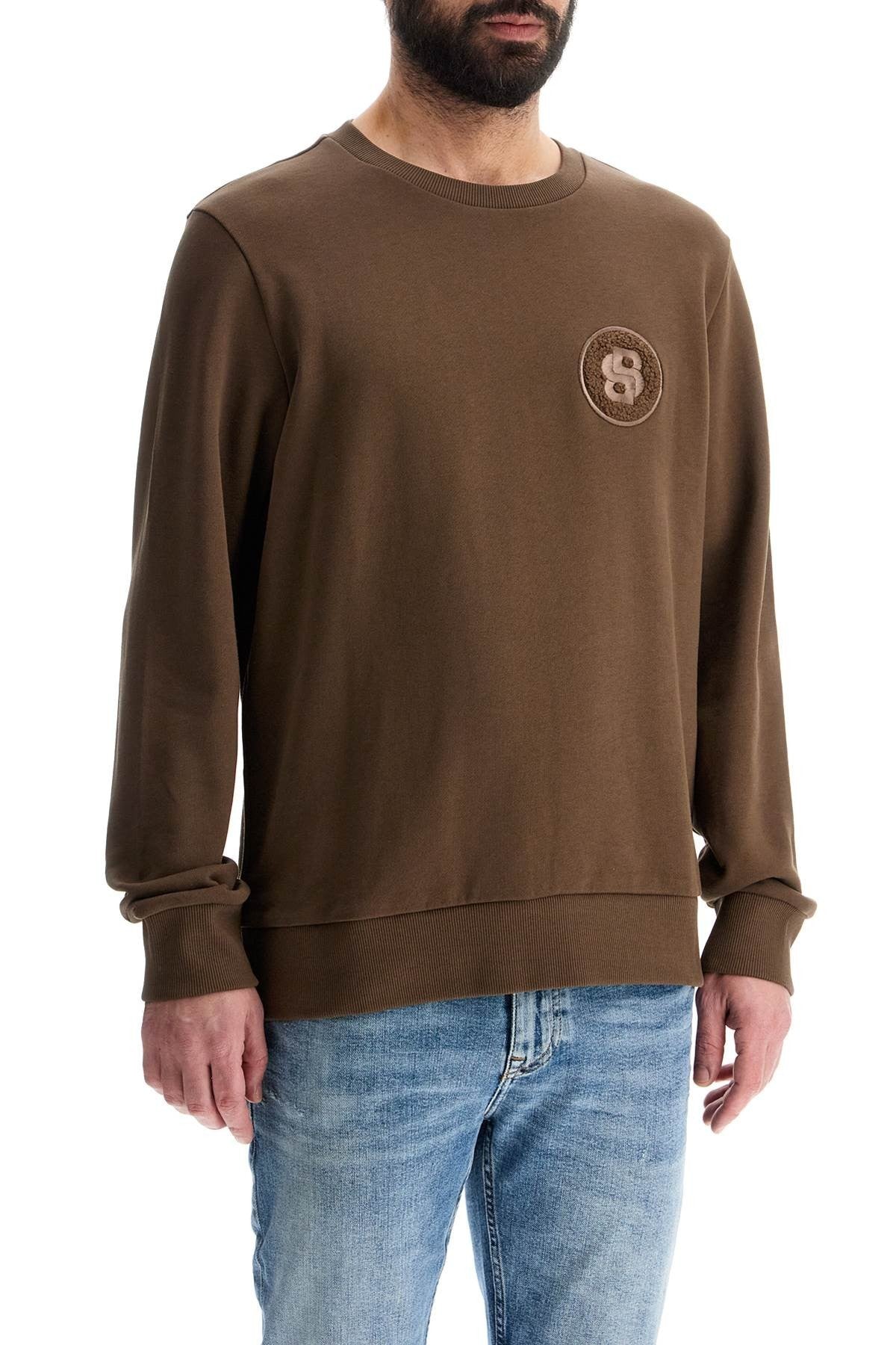 Boss men's long sleeve crew neck cotton sweatshirt in green