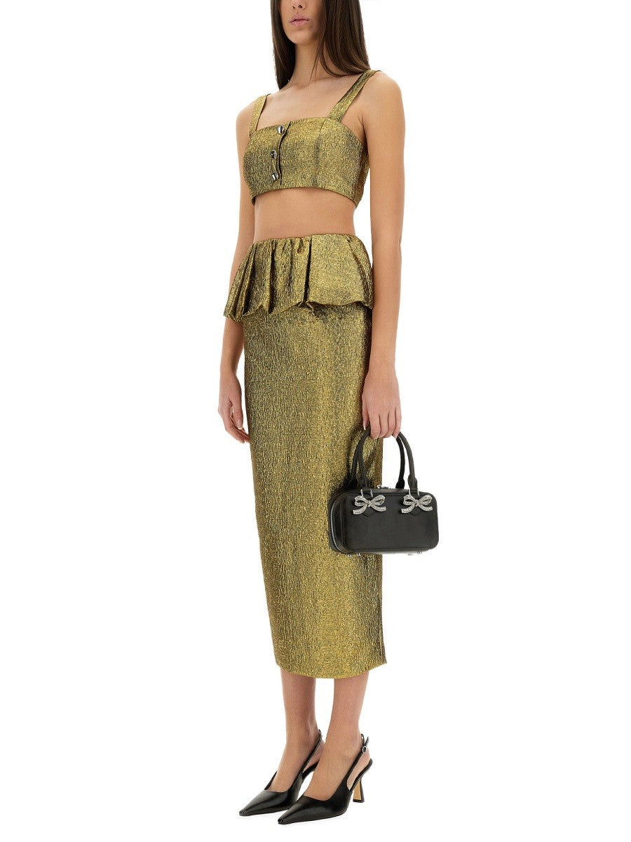 SELF-PORTRAIT METALLIC JACQUARD CROP TOP