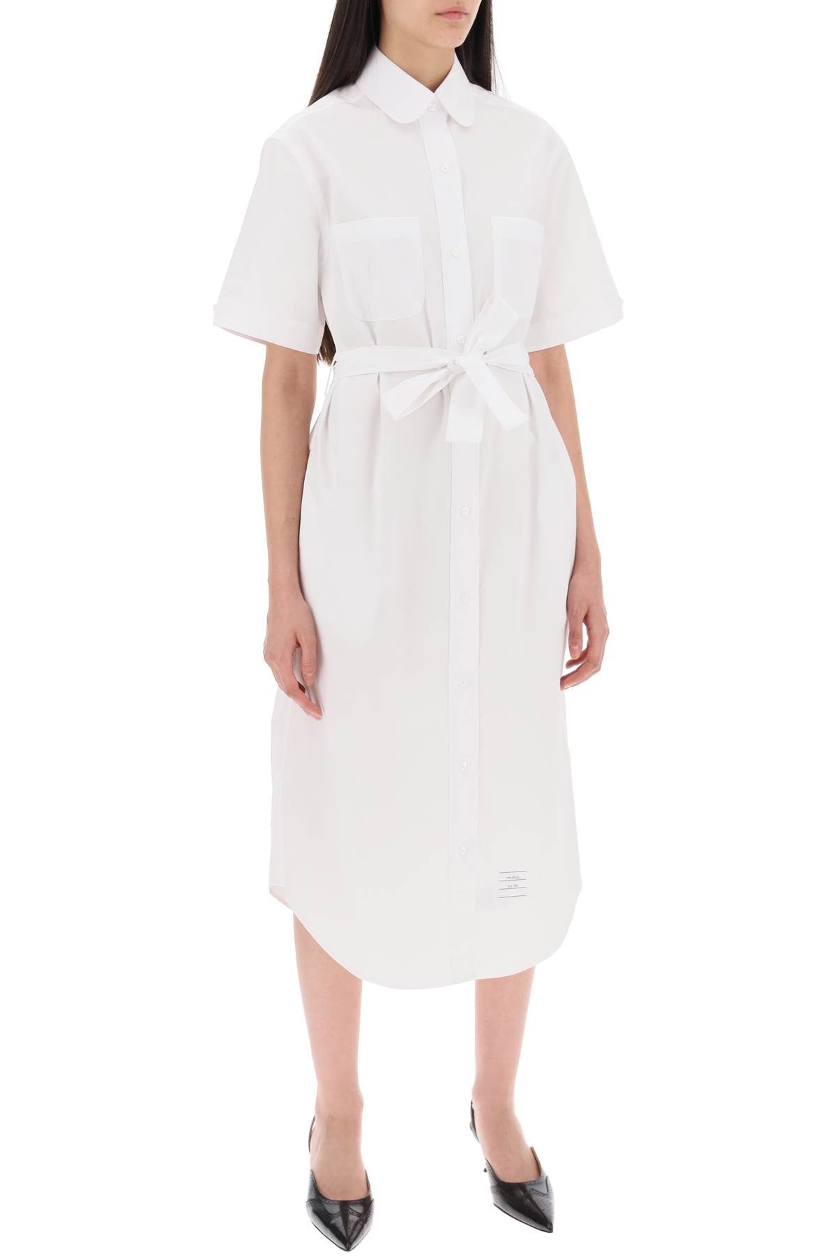 THOM BROWNE midi blouse with belt