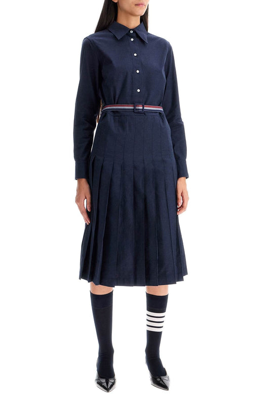 THOM BROWNE midi shirt dress with belt