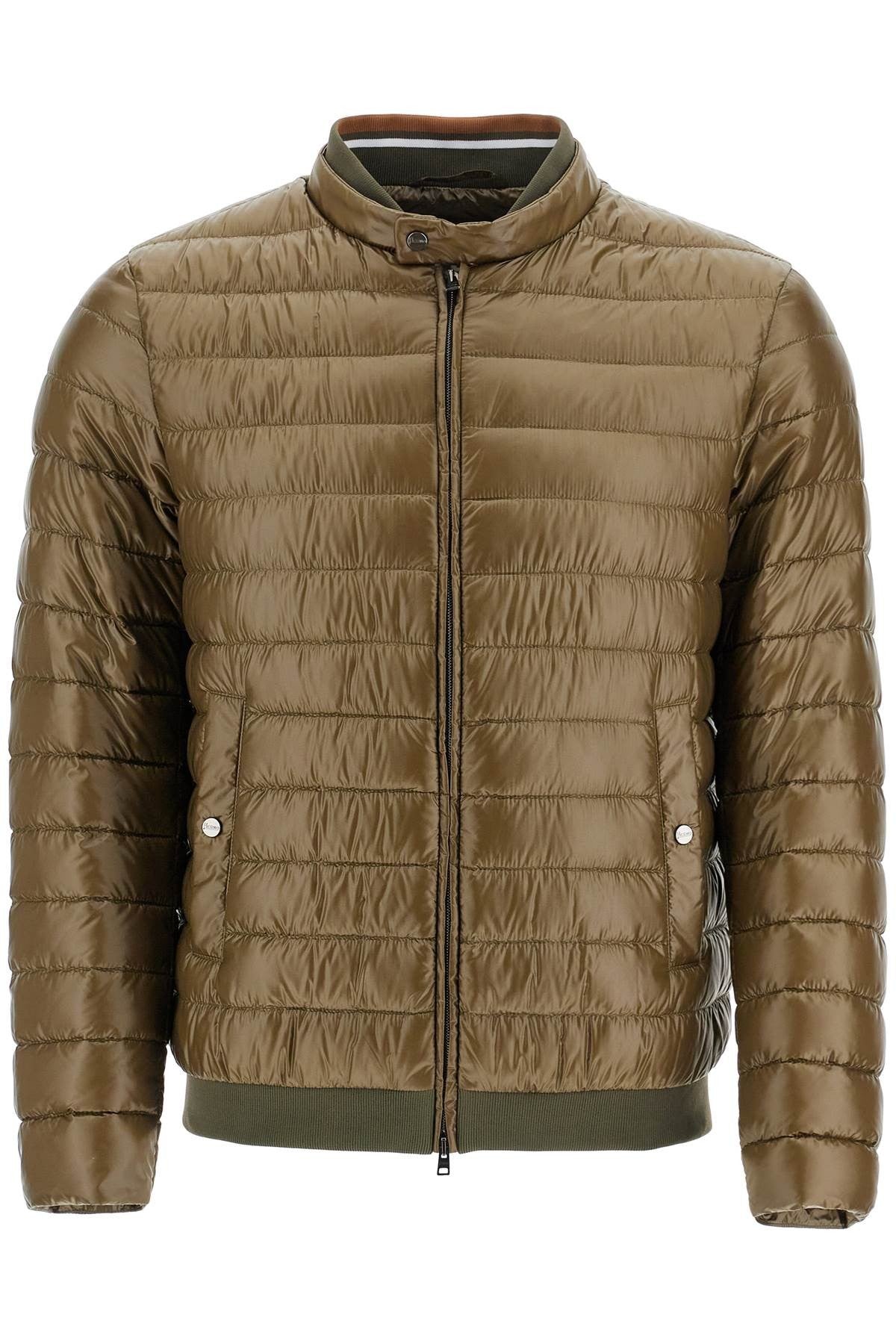 Herno military green down jacket in polyamide with high collar