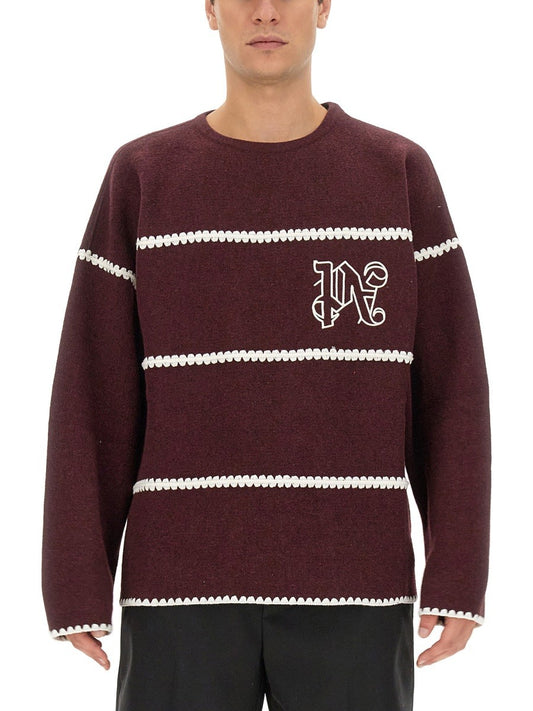 Palm Angels MONOGRAM STRIPED SWEATER