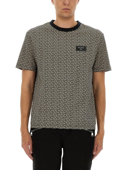 Balmain MONOGRAMMED JACQUARD T-SHIRT