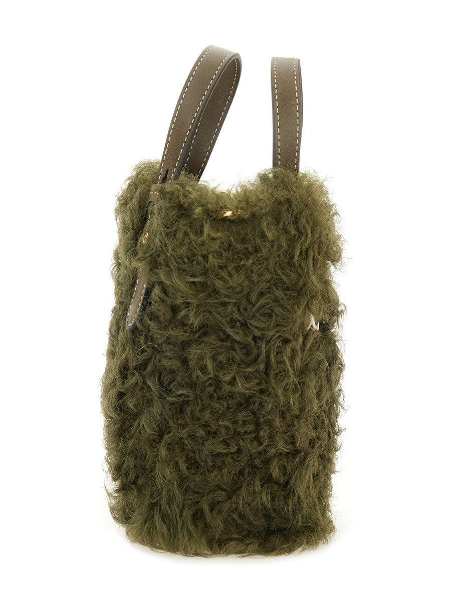 ANYA HINDMARCH "N/S MINI EYES" SHEARLING TOTE BAG