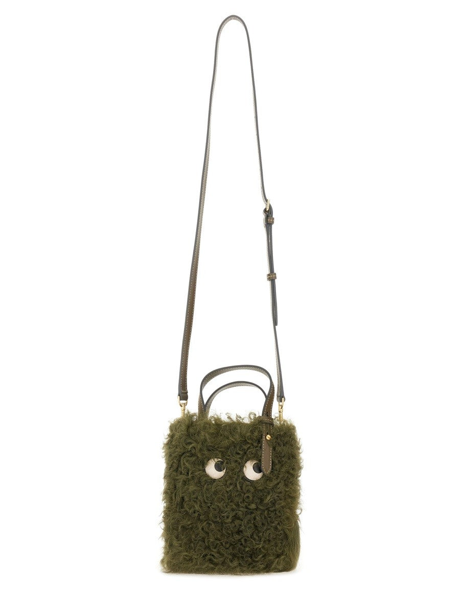 ANYA HINDMARCH "N/S MINI EYES" SHEARLING TOTE BAG