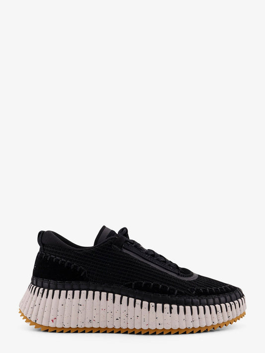 CHLOE' Nama low-top mesh sneakers with suede inserts