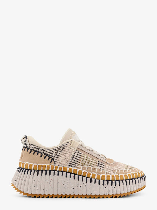 CHLOE' Nama low-top mesh sneakers with suede inserts