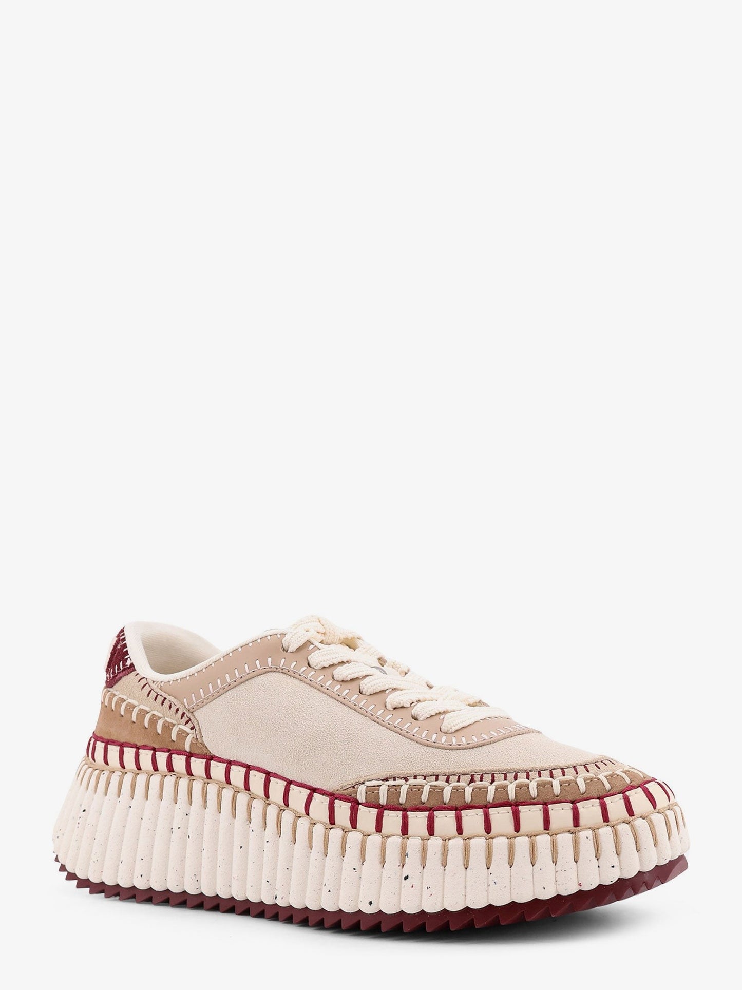 CHLOE' Nama low-top suede sneakers with leather inserts
