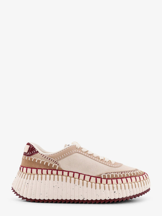 CHLOE' Nama low-top suede sneakers with leather inserts