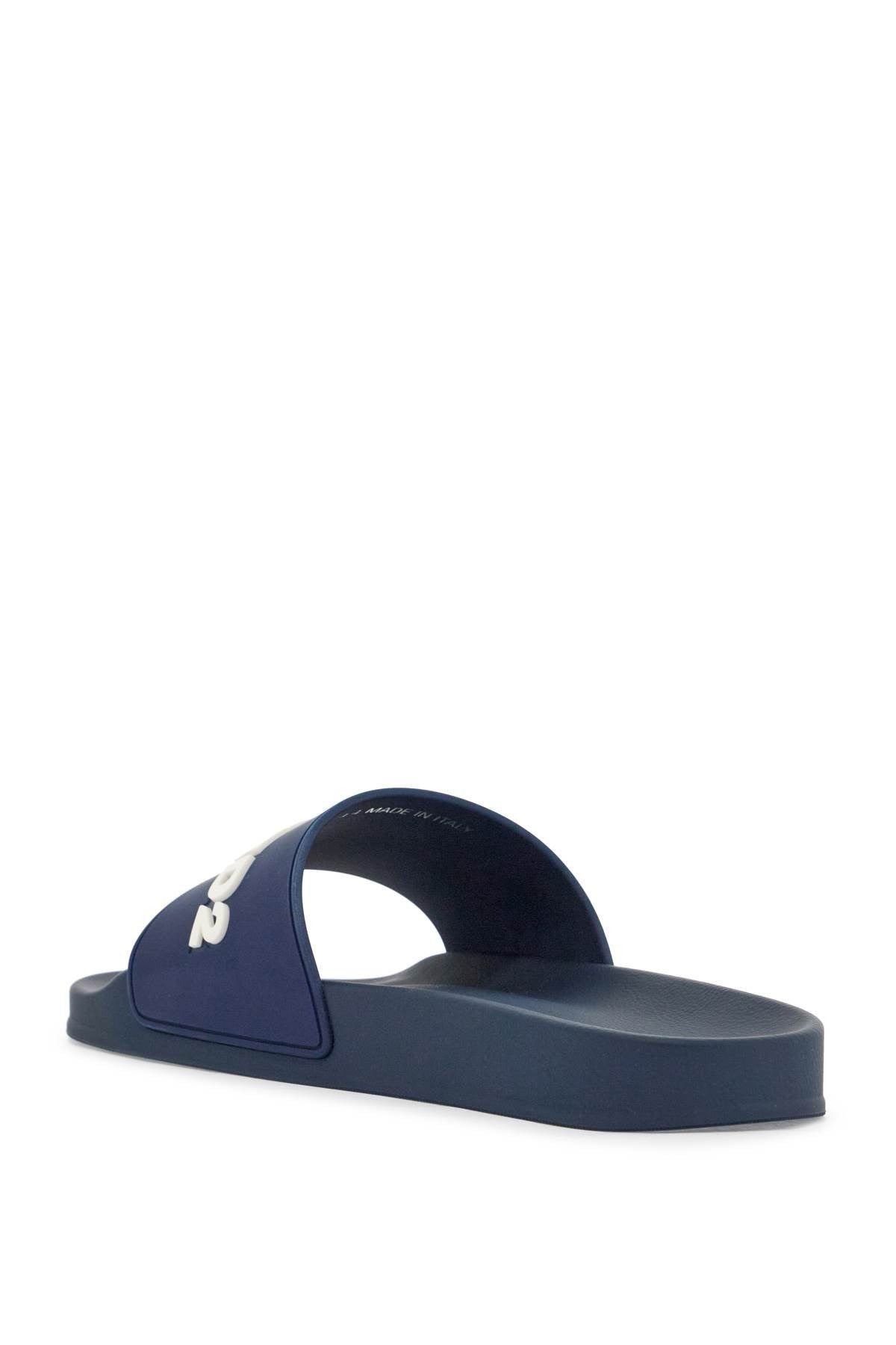 Dsquared2 navy blue polyurethane slippers with minimalist design and leather sole