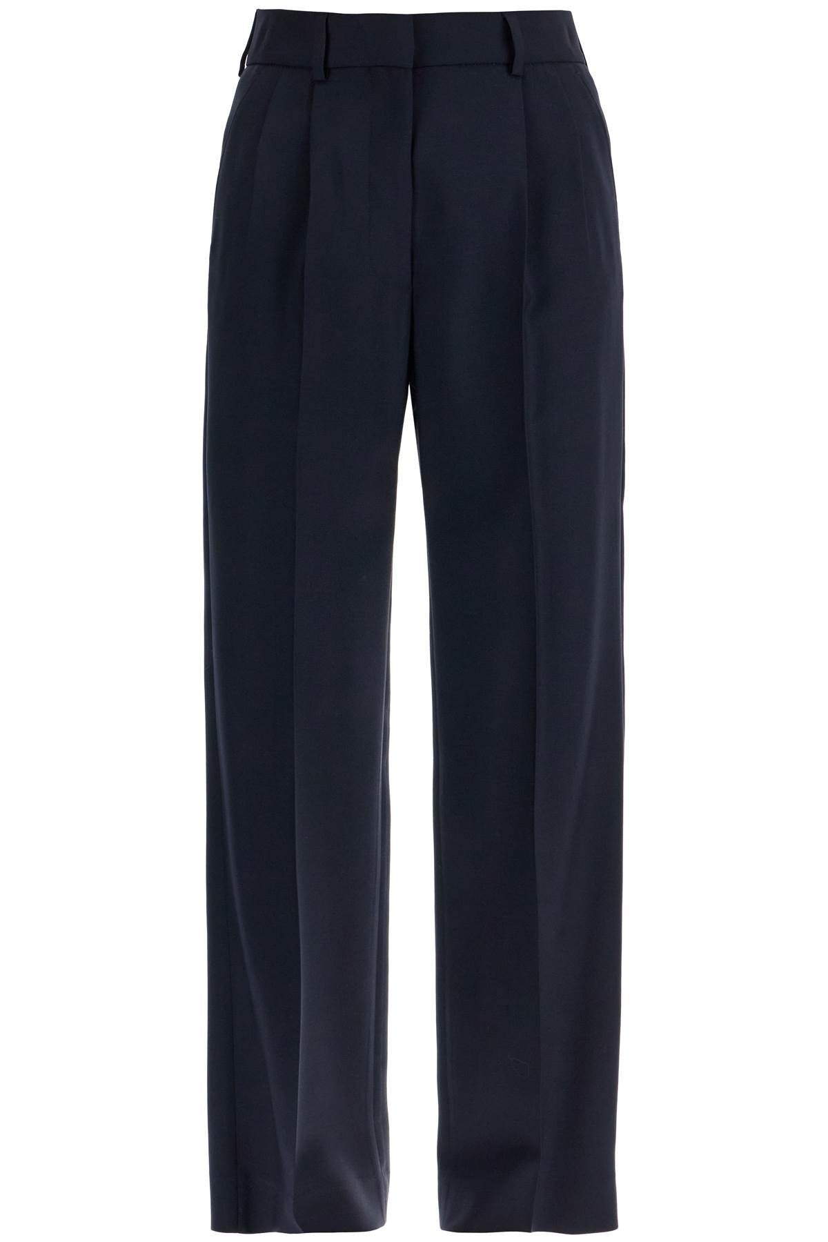 BLAZE MILANO navy blue virgin wool and mohair high-waisted pants