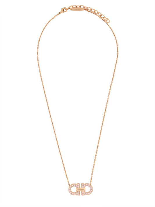 Ferragamo NECKLACE WITH "GANCINI" PENDANT AND CRYSTALS