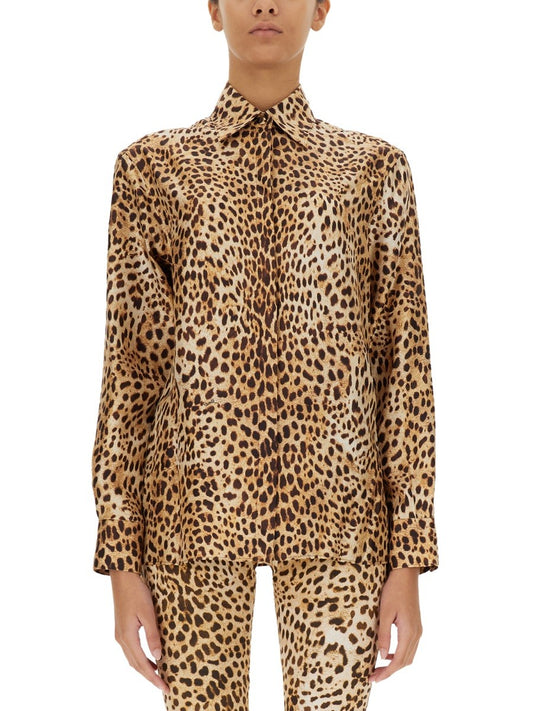 ROBERTO CAVALLI OCELOT PRINT SHIRT