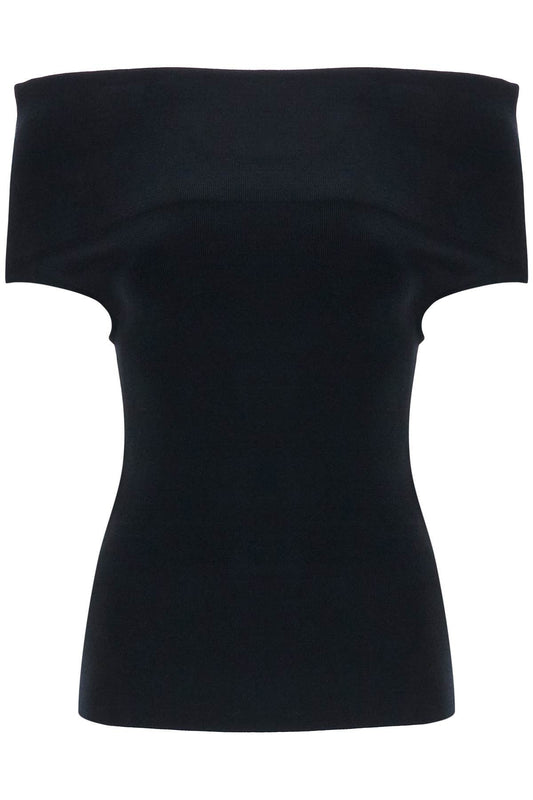 TOTEME off-shoulder double-knit top in black viscose