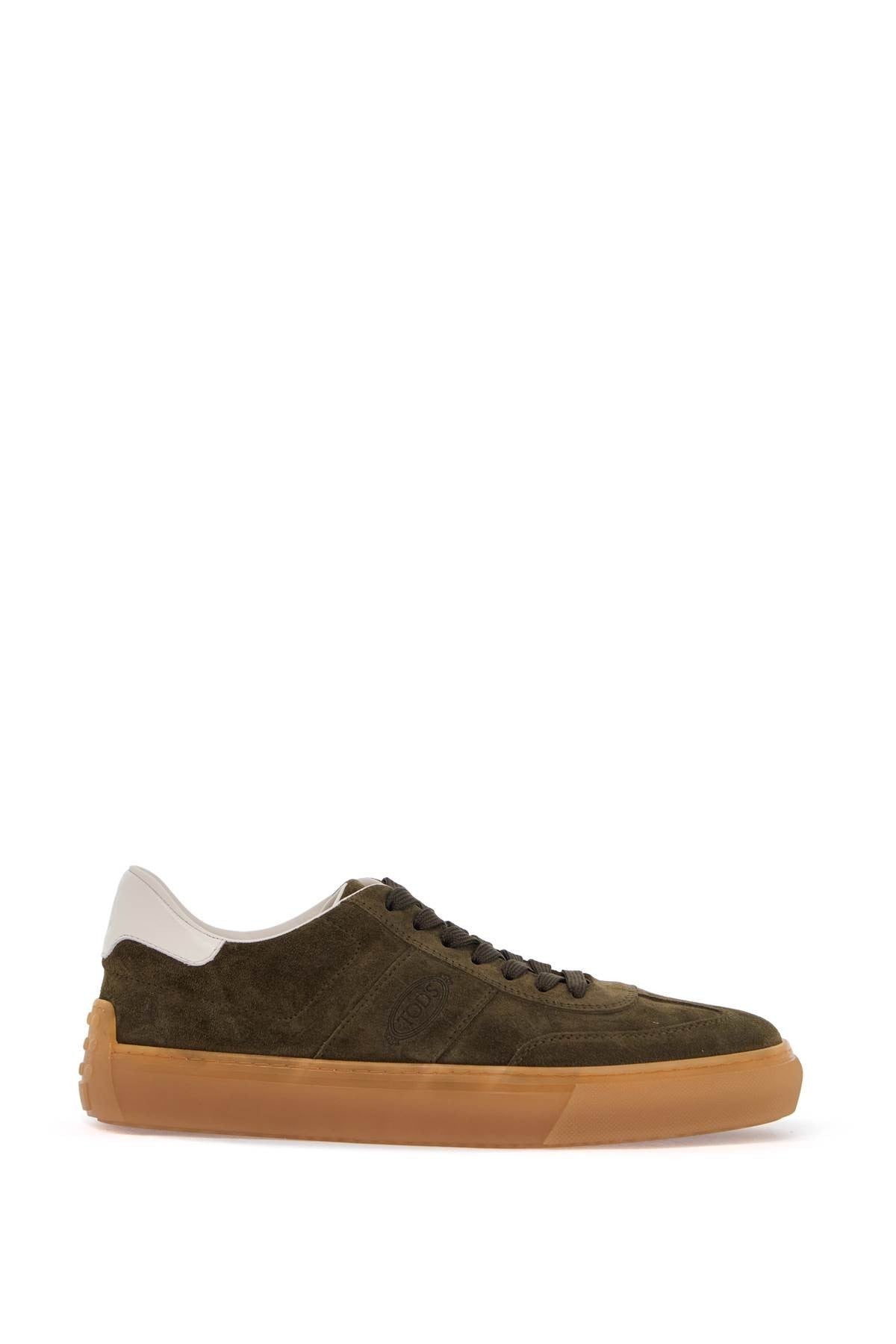 TOD'S olive green suede lace-up shoes with non-slip sole