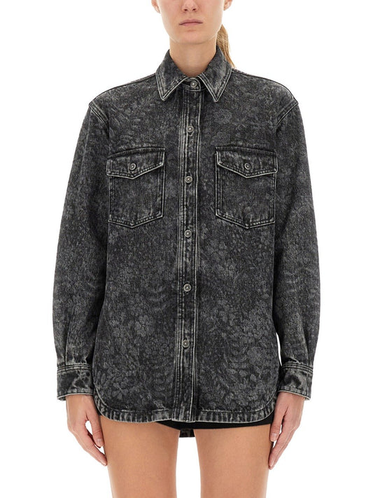 Golden Goose "OLLIE BOYFRIENS" SHIRT WITH LASER FLOWERS
