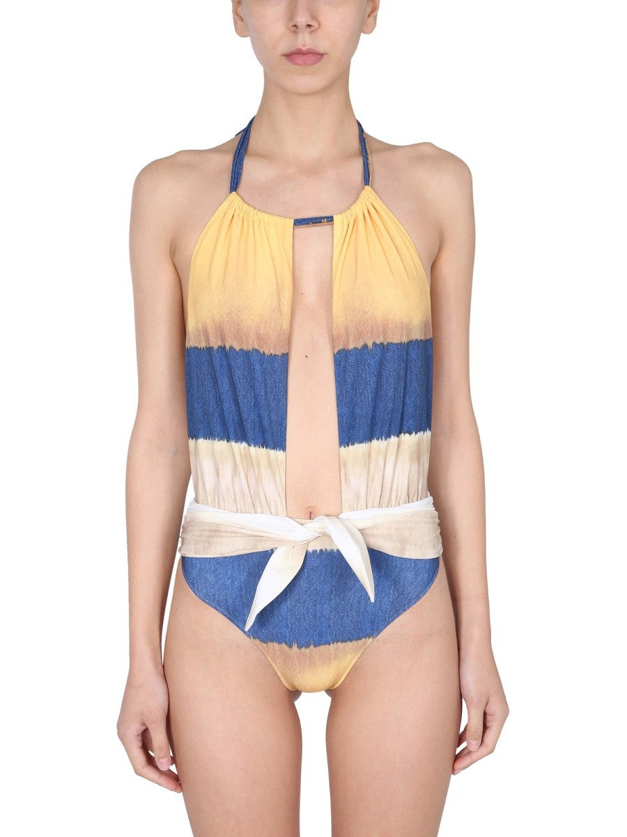 alberta ferretti ONE PIECE SWIMSUIT WITH TIE DYE PRINT