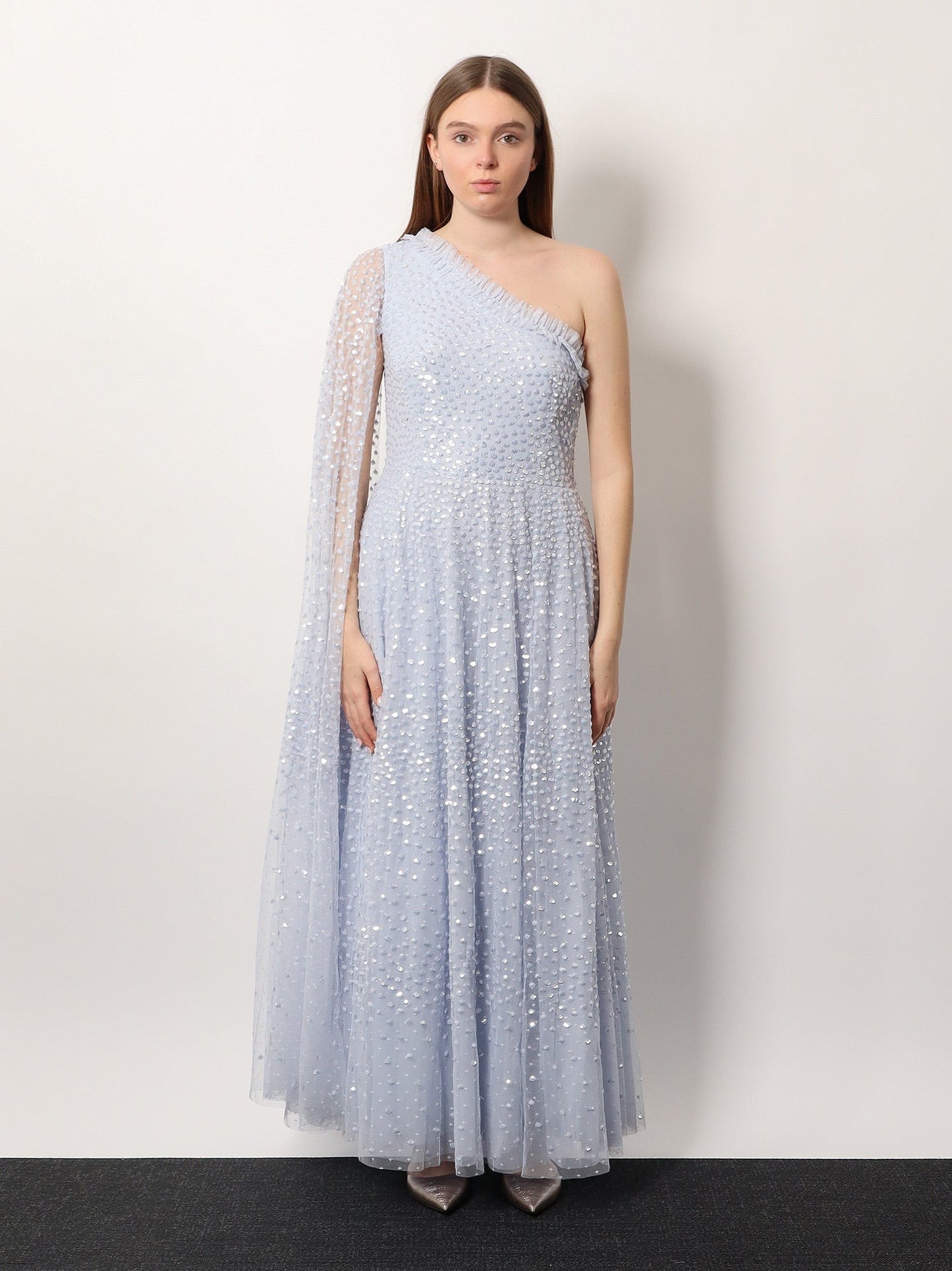 NEEDLE & THREAD One-shoulder long dress with sequins