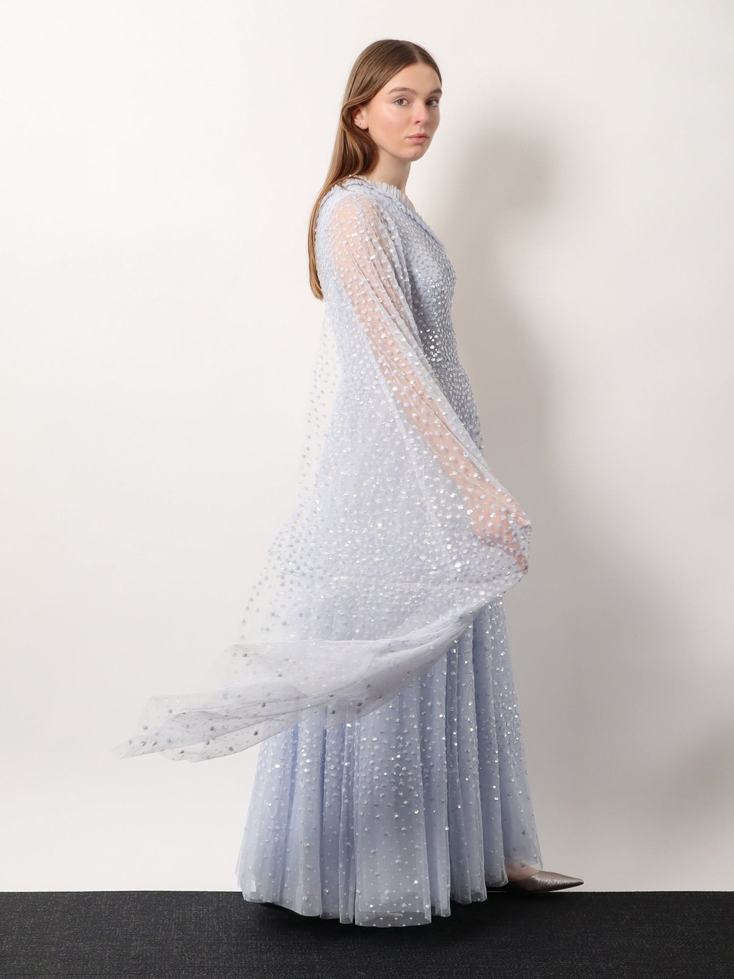 NEEDLE & THREAD One-shoulder long dress with sequins