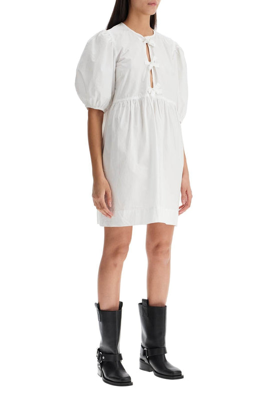 GANNI organic cotton tie string mini dress