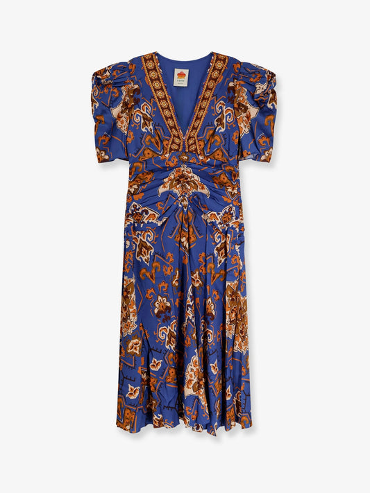 FARM RIO Ornament Floral viscose midi dress