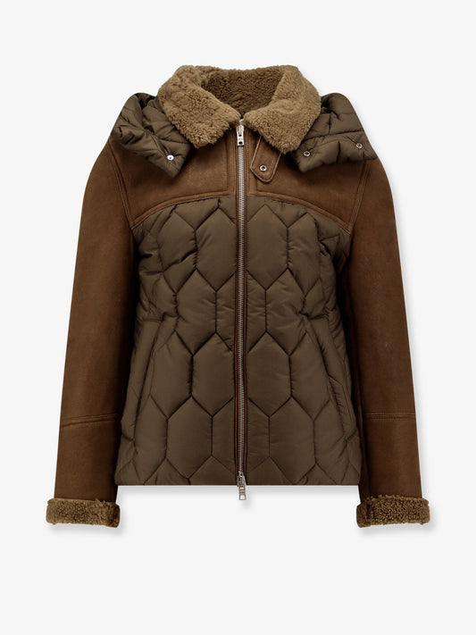 DFOUR Padded nylon down jacket with leather inserts