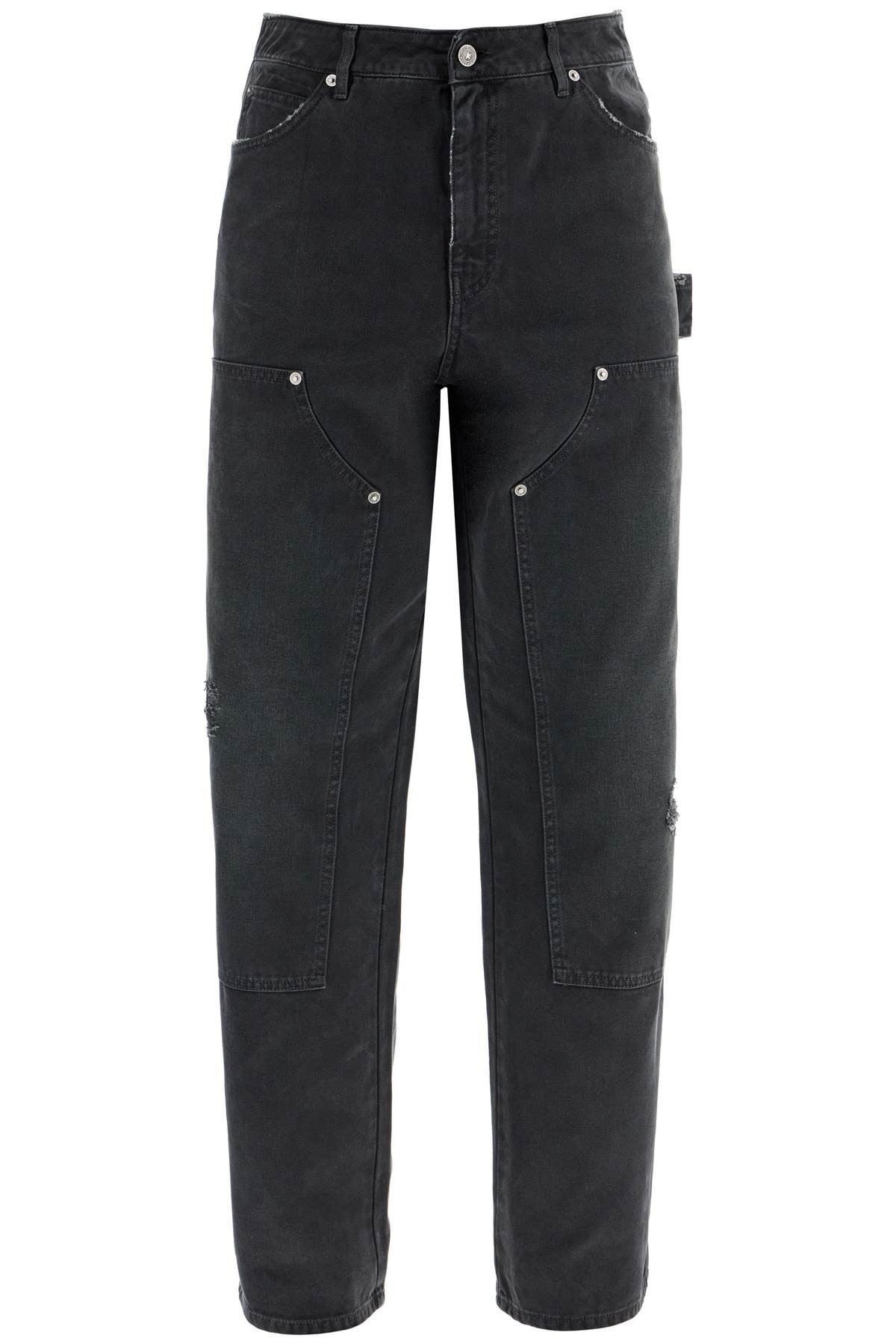 Golden Goose painter pants in black cotton destroyed effect journey