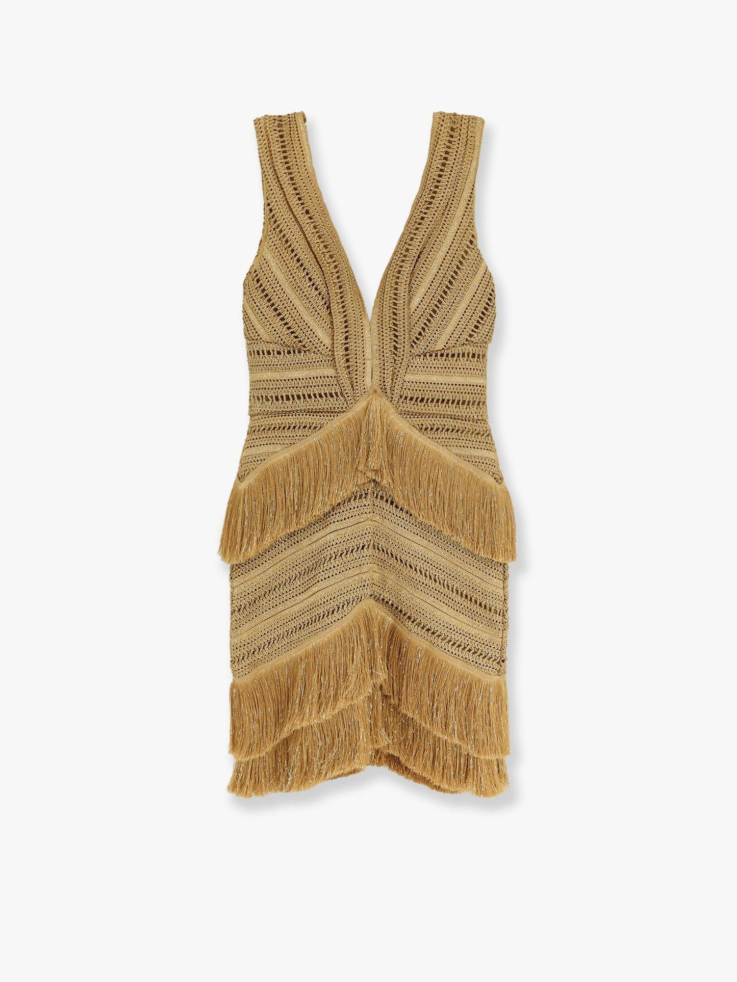 PATBO Pampas mini dress with embroidery and fringes