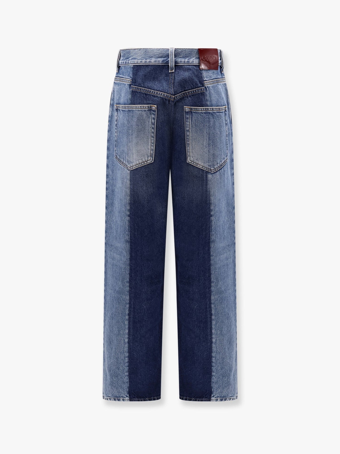 Gucci Patchwork denim jeans with gucci rosso ancora
