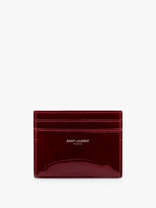 Saint Laurent Patent leather card holder with engraved ogo on the front