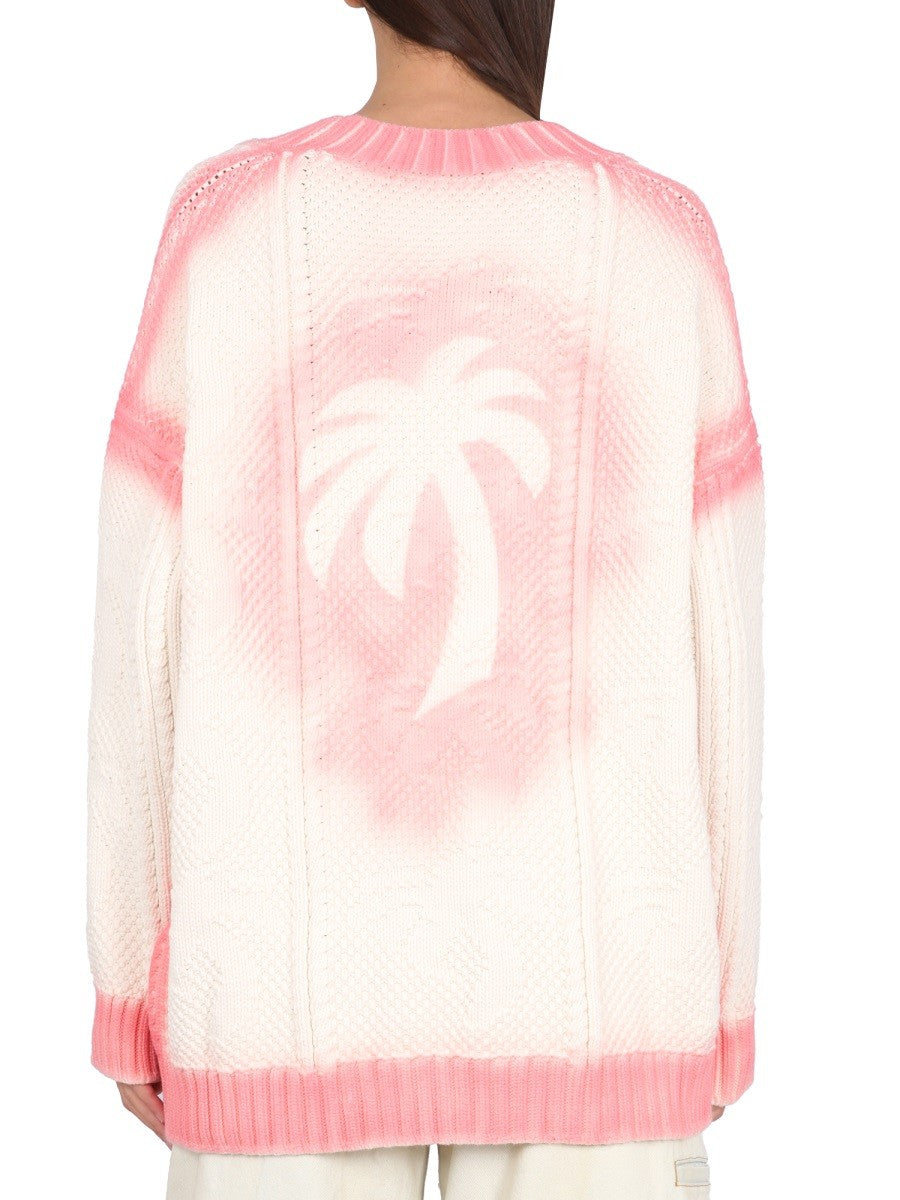 Palm Angels PATENT LEATHER EFFECT PALM CARDIGAN