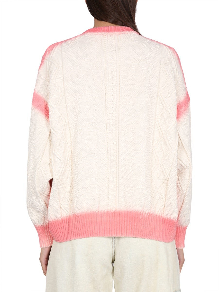 Palm Angels PATENT LEATHER EFFECT PALM SWEATER