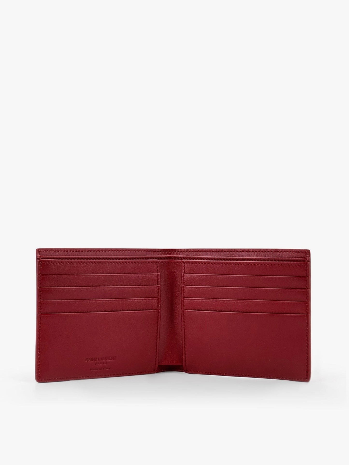 Saint Laurent Patent leather wallet with engraved logo on the front