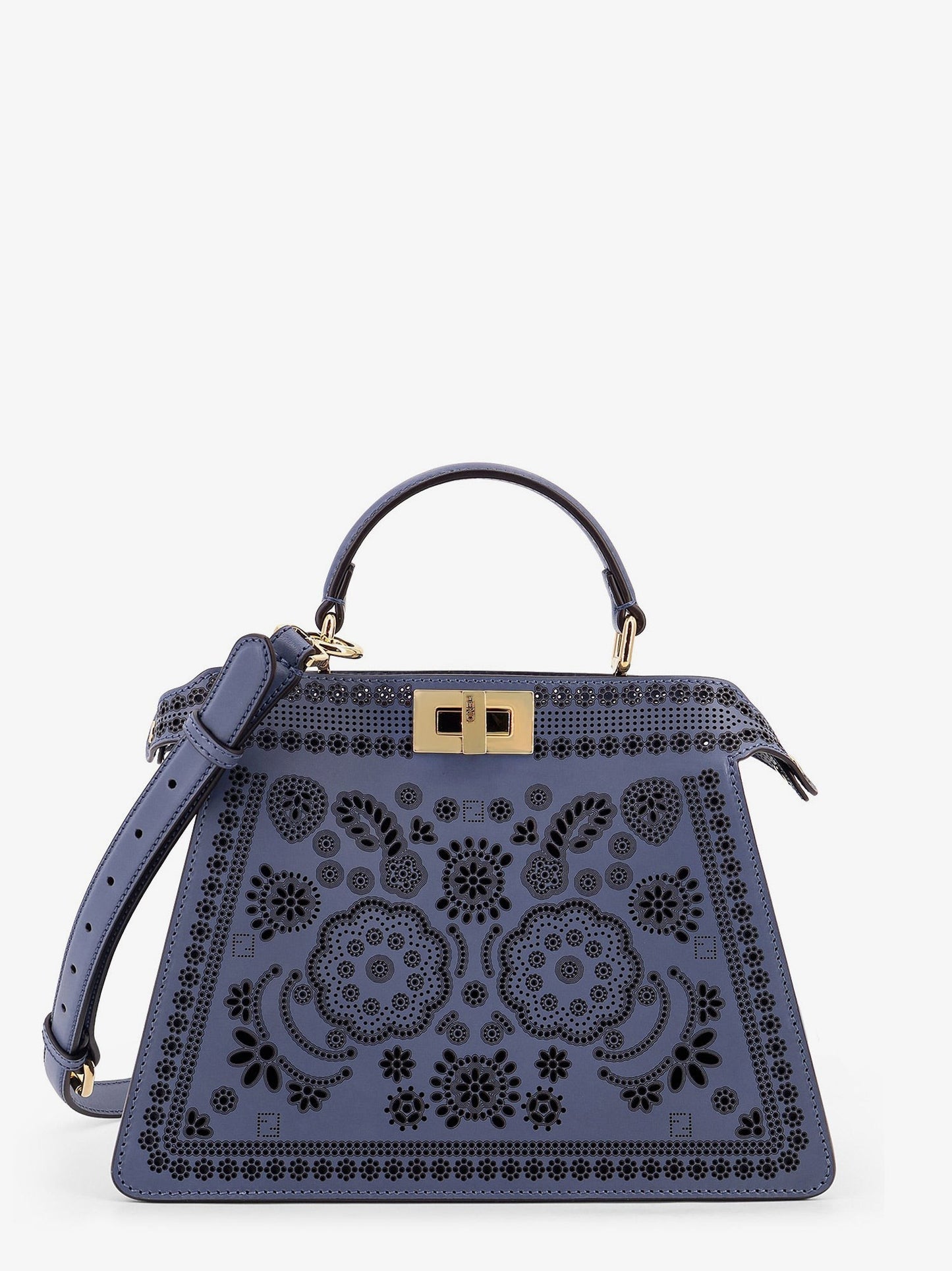 Fendi Peekaboo ISeeU Small leather shoulder bag with laser-cut Coral Bandana motif