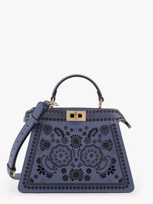 Fendi Peekaboo ISeeU Small leather shoulder bag with laser-cut Coral Bandana motif
