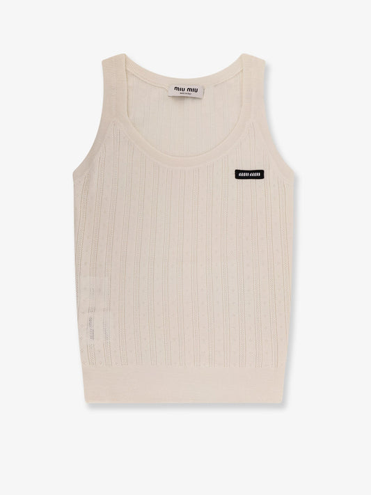 Miu Miu Perforated cachemire and silk top