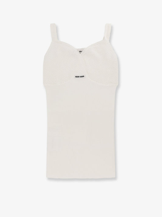 Miu Miu Perforated cotton tank top