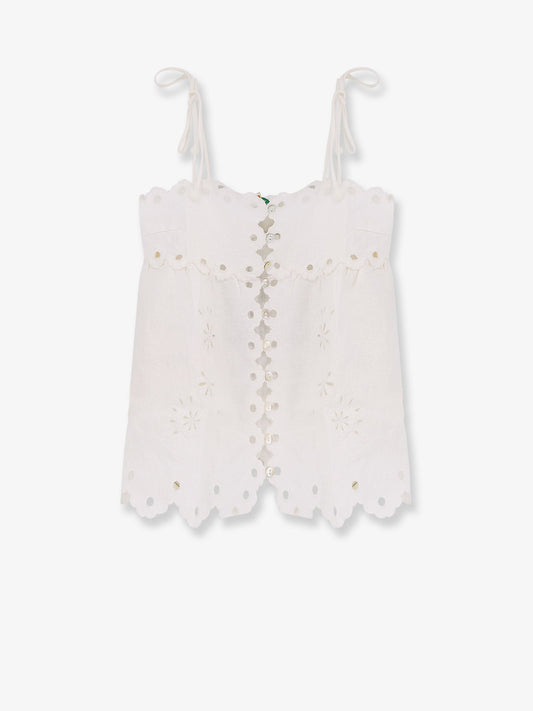 FARM RIO Perforated linen top
