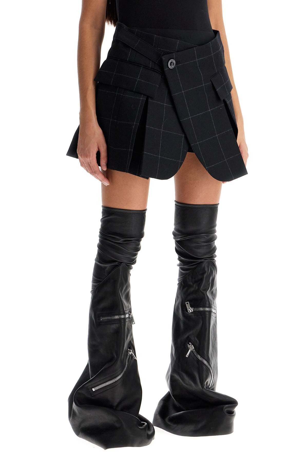 SACAI plaid wool skort with check