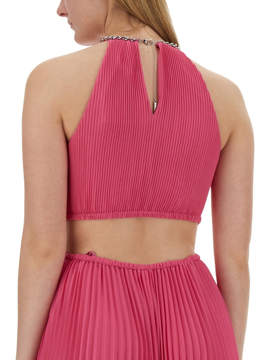 MICHAEL BY MICHAEL KORS PLEATED GEORGETTE DRESS WITH CUT-OUT DETAILS