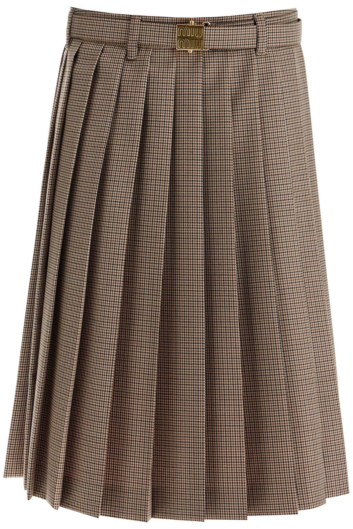 Miu Miu pleated midi skirt in houndst