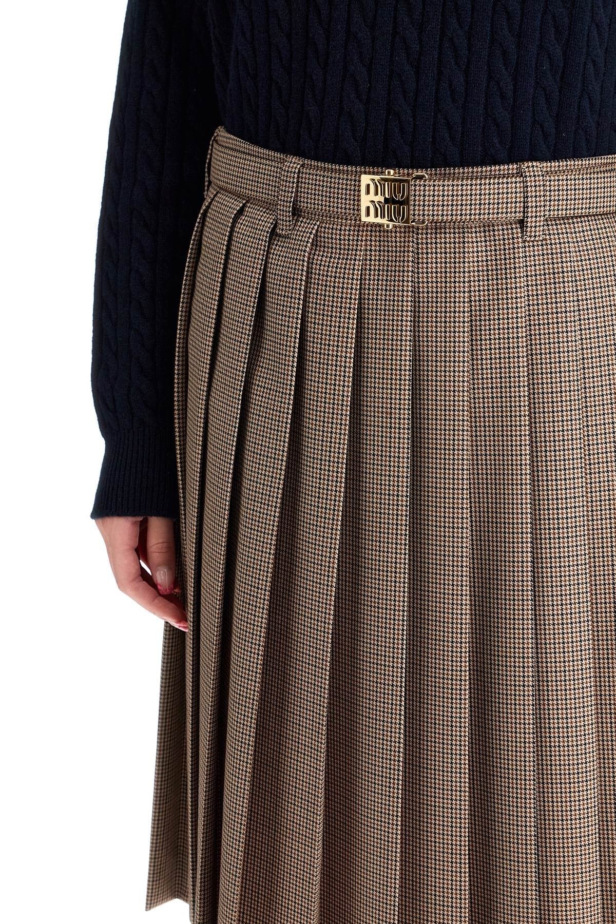 Miu Miu pleated midi skirt in houndst