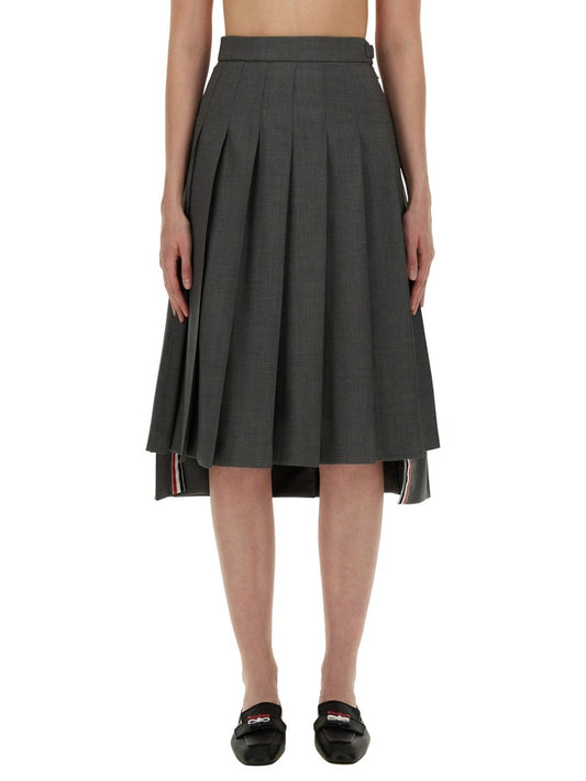 THOM BROWNE PLEATED MIDI SKIRT