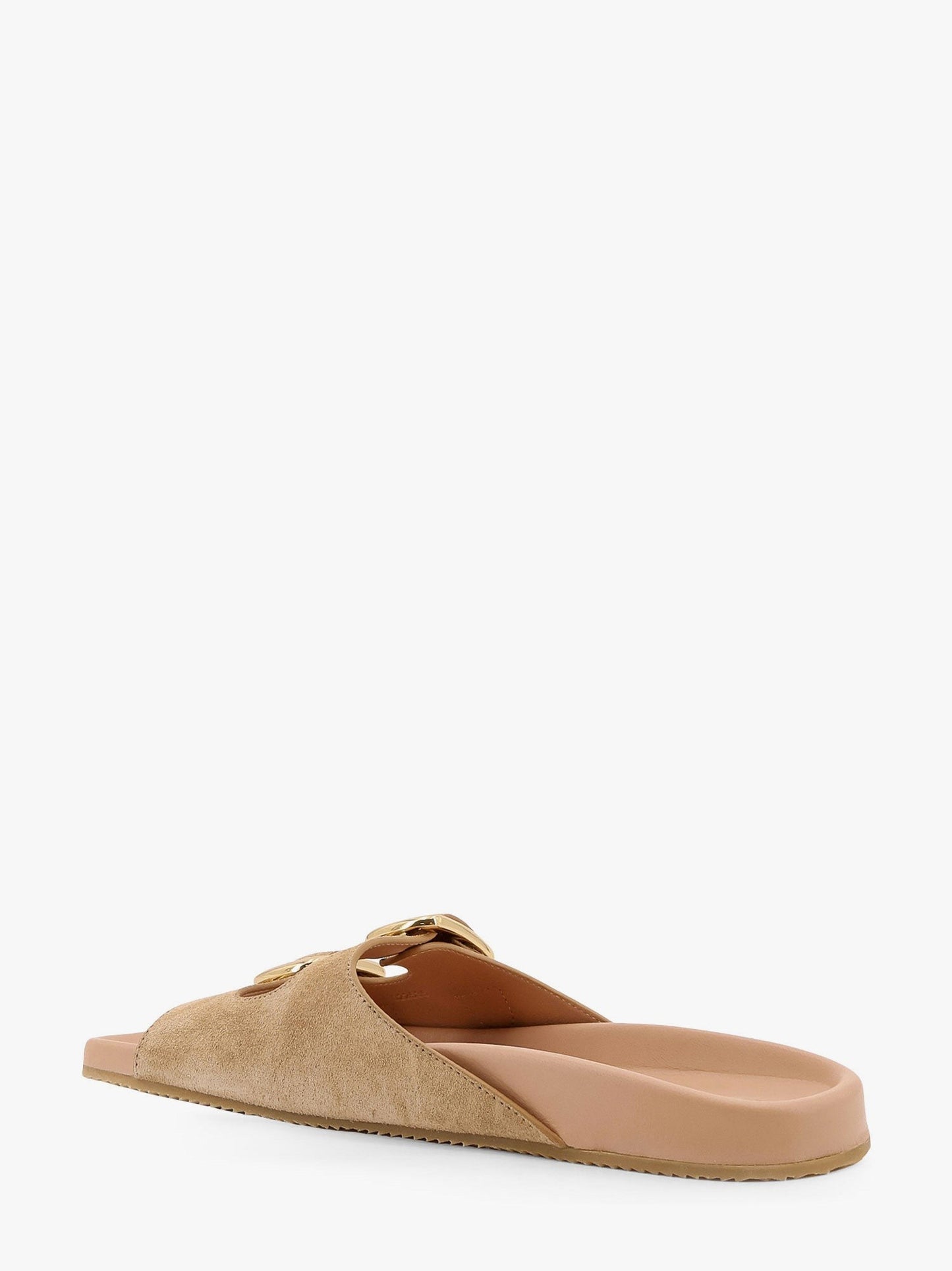 CHLOE' Polly suede sandals with gold metal buckles