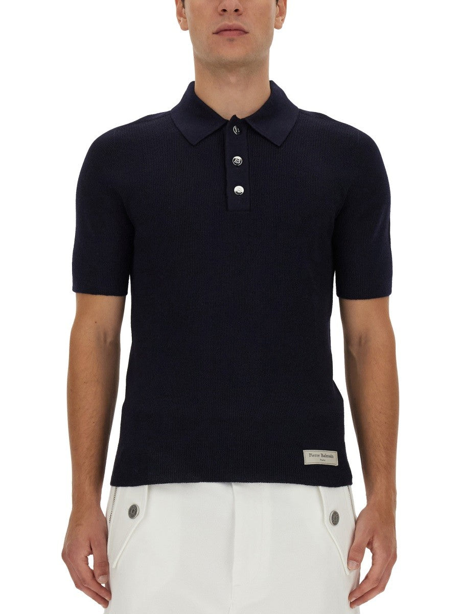 Balmain POLO WITH LOGO PATCH